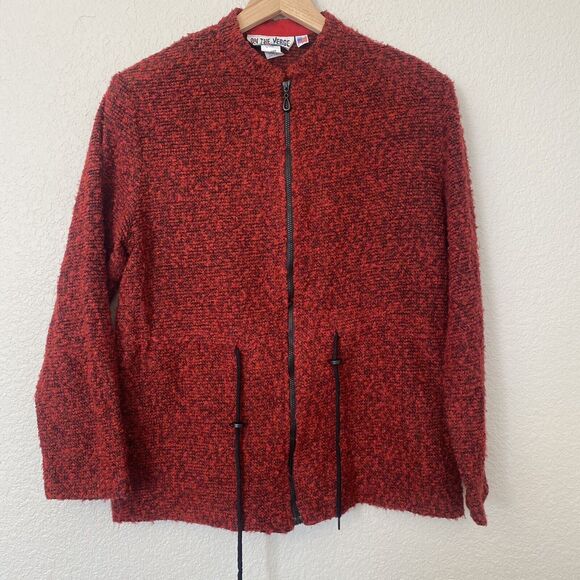 Vintage “On The Verge” Red Jacket Womens Size 8 Banded Waist Zip Up - Picture 1 of 8